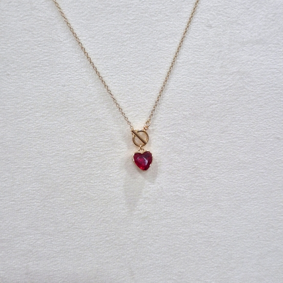 18k GP Cz Heart Necklace - Picture 3 of 6